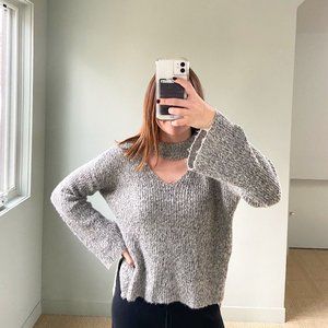 Grey cutout sweater